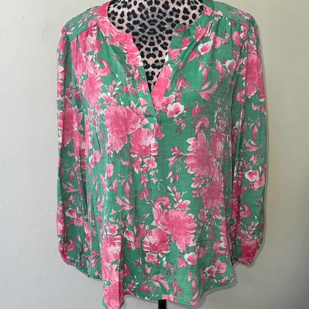 counterparts Floral Green and Pink Women's Top